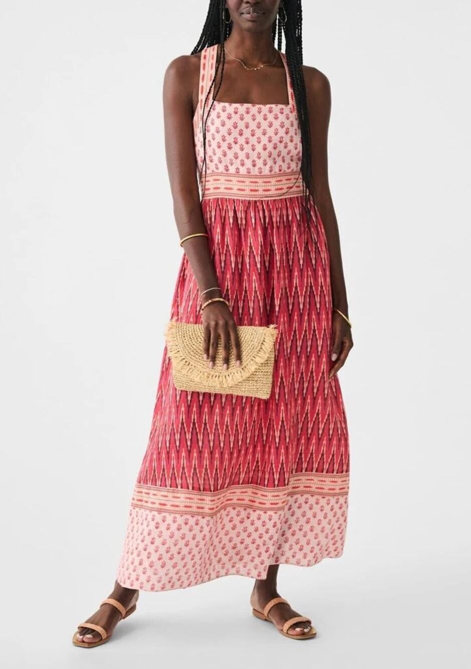 🔥 FAHERTY Gracie Linen Maxi Dress in Pink Gobi Floral – Size S